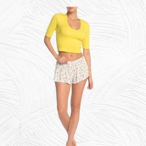 Free People Yellow Top and White Floral Pajama Set